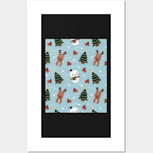 tree, reindeer, snowman, holidays, christmas Posters and Art